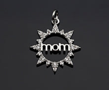 Load image into Gallery viewer, CZ Micro Pave Mom On Sunflower Round Ring Pendant/Charm,Cubic Zirconia Paved Charm, Necklace Bracelet Charm Pendant,19x21mm, sku#L376