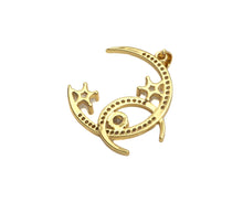 Load image into Gallery viewer, CZ Micro Pave Double Cresent Moon With Star Shape Pendan,Big CZ Dainty Gold Charm, Necklace Bracelet Charm Pendant,26x28mm, Sku#F1385
