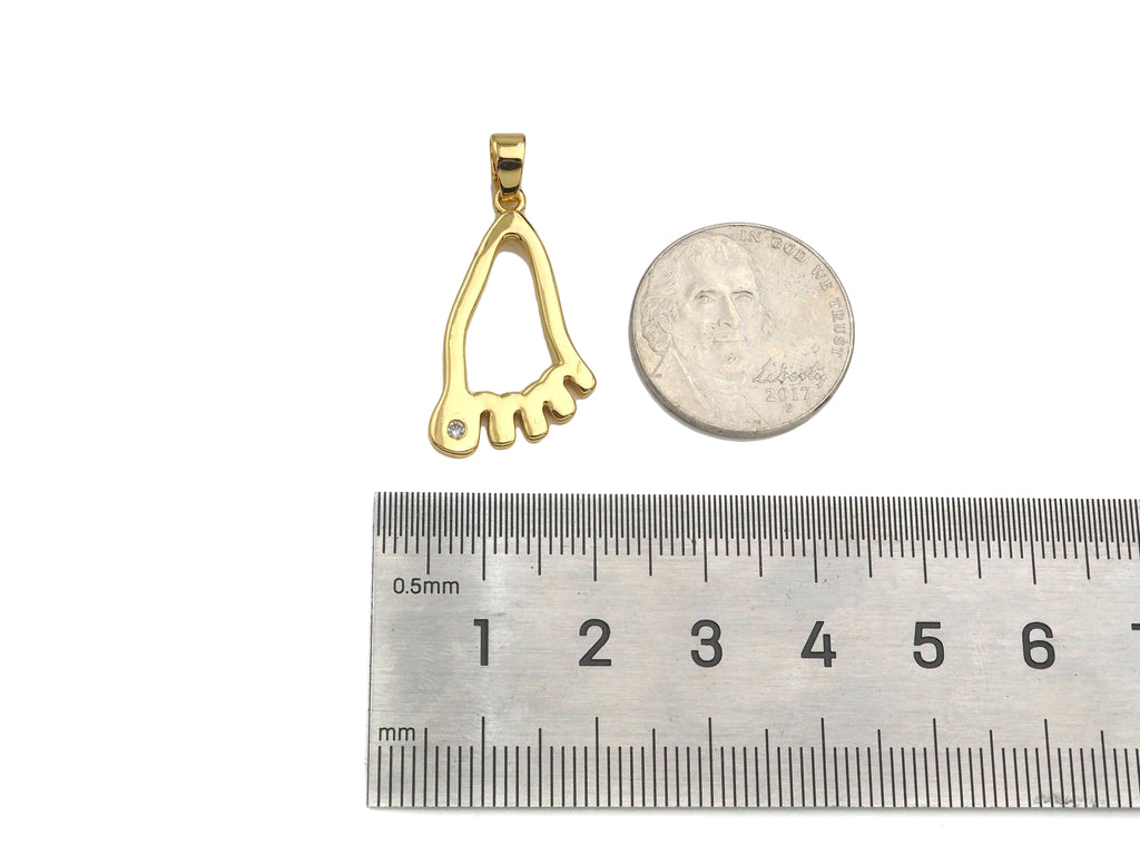CZ Micro Pave Foot Shape Pendant,18K Gold Feet Charm, Necklace Bracelet Charm Pendant,16x27mm,Sku#FH159