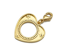 Load image into Gallery viewer, CZ Micro Pave Round Hollow Out Heart Pendant/Charm, Bracelet Necklace CZ Heart Pendant Charm, Silver/Gold Tone,25x24mm,Sku#L459