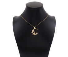 Load image into Gallery viewer, CZ Micro Pave Double Cresent Moon With Star Shape Pendan,Big CZ Dainty Gold Charm, Necklace Bracelet Charm Pendant,26x28mm, Sku#F1385