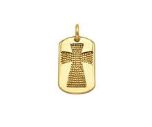 Load image into Gallery viewer, 18K Dainty Gold Cross On Rectangle Shape Pendant/Charm,Cross Medallion Charm, Necklace Bracelet Charm Pendant,15x10mm, Sku#F1364