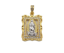 Load image into Gallery viewer, CZ Micro Pave Virgin Mary On European Rectangular Frame Charms, Dural Color Pendant,Sku#F1275C