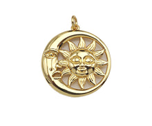 Load image into Gallery viewer, CZ Micro Pave Sunflower SUN Cresent Moon Pendant/Charm,Sku#L402