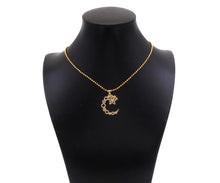 Load image into Gallery viewer, CZ Micro Pave Moon and Five Point Star Shape Pendant, Sku#F1395C