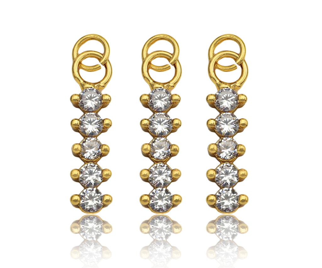 CZ Micro Pave Dainty Gold Bar Diamond Charms, Dainty Charms,Gold Big CZ Charm Pendant,Long Bar Necklace Charms, 5x21mm, Sku#F1342