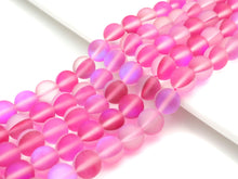 Load image into Gallery viewer, Matte HOT PINK Spectrolite Aura Quartz Beads,  Matte Round 6