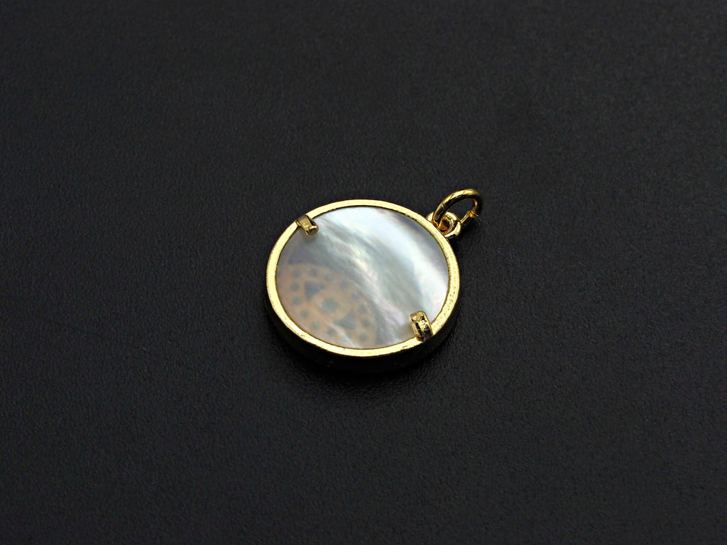 Clear CZ Micro Pave Scallop Shell on Mother-of-pearl Pendant