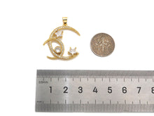 Load image into Gallery viewer, CZ Micro Pave Double Cresent Moon With Star Shape Pendan,Big CZ Dainty Gold Charm, Necklace Bracelet Charm Pendant,26x28mm, Sku#F1385