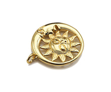 Load image into Gallery viewer, CZ Micro Pave Sunflower SUN Cresent Moon Pendant/Charm,Sku#L402