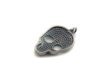 Load image into Gallery viewer, Rhodium CZ Micro Pave Skull Head Pendant, Antique Silver Tone, Cubic Zirconia Pave Skull Pendant,18x31mm,sku#X126