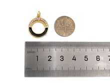 Load image into Gallery viewer, Clear Micro Pave CZ with Enamel Round Ring Pendant, Black Whtile Red Enamel Doughnut, Colorful Enamel Round Ring, 17x20mm, sku#LK162