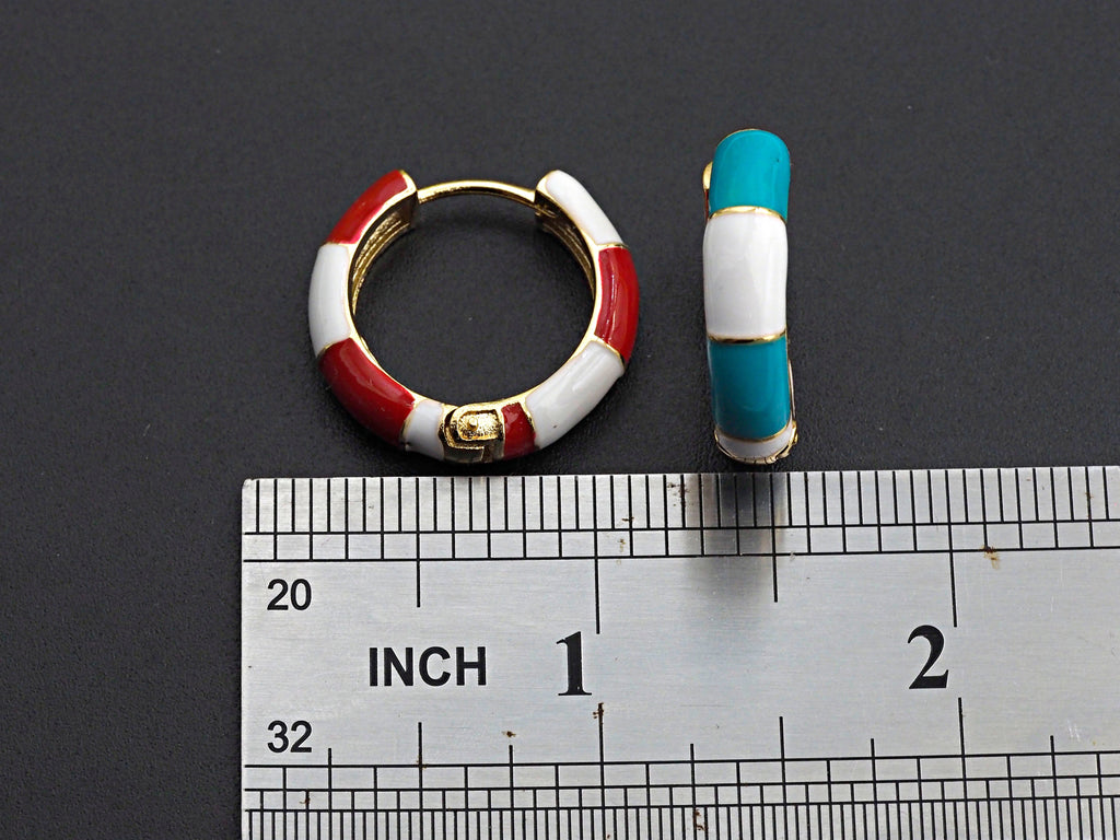 Colorful Enamel Round Ring Latch Back Earring,SKU#J156C