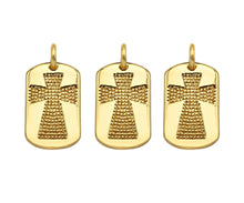 Load image into Gallery viewer, 18K Dainty Gold Cross On Rectangle Shape Pendant/Charm,Cross Medallion Charm, Necklace Bracelet Charm Pendant,15x10mm, Sku#F1364