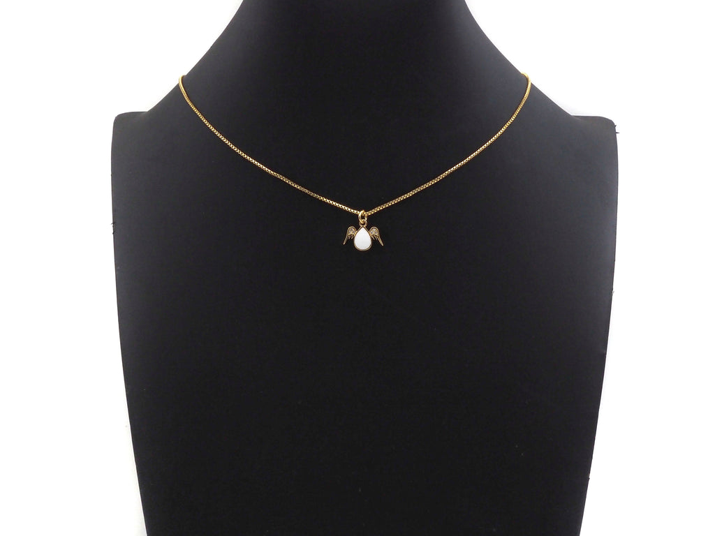 Enamel Teardrop With Angel Wing Shape Cubic Zirconia Charm, Necklace Bracelet Eearring Charm in Gold/Silver,14x11mm,sku#L325