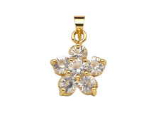 Load image into Gallery viewer, CZ Micro Pave Flower Shape Pendant,Cubic ZirconiaGold/silver Charm, Necklace Bracelet Charm Pendant, 14x18mm, Sku#F1396