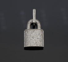 Load image into Gallery viewer, CZ Micro Pave Lock Shape Pendant, Dainty Gold Silver Lock Charm, Necklace Bracelet Charm Pendant,16x25mm,Sku#F1255