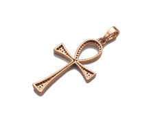 Load image into Gallery viewer, CZ Micro Pave Ankh Cross Shape Pendant, Cubic Zirconia Pave Pendant, Fashion Jewelry Findings, 23x36mm, sku#F1260
