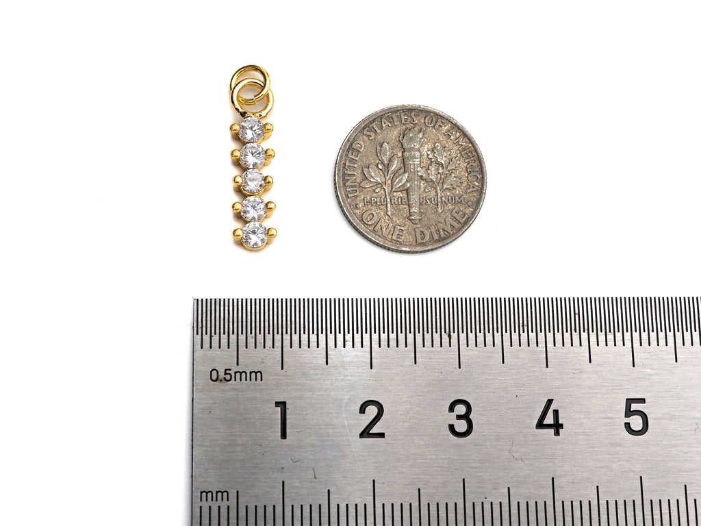 CZ Micro Pave Dainty Gold Bar Diamond Charms, Dainty Charms,Gold Big CZ Charm Pendant,Long Bar Necklace Charms, 5x21mm, Sku#F1342