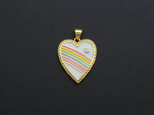 Load image into Gallery viewer, Enamel Colorful Rainbow Heart Shape Pendant,CZ Micro Pave Oil Drop pendant,Enamel pendant,Enamel Jewelry, 19x23mm,sku#F1070
