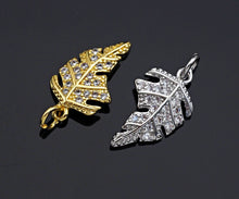 Load image into Gallery viewer, Dainty Gold Silver Leaf Charms, Dainty Charms, Gold Leaf Pendant, Leaf Bracelet Necklace Charms, 9x15mm, Sku#F1311