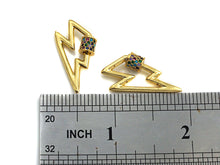 Load image into Gallery viewer, Colorful CZ Micro Pave Lighting Shape Clasp, Gold Plated Lighting Shape Clasp, Pave Lock, Carabiner Clasp, 15x28mm, sku#K84