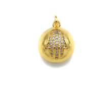 Load image into Gallery viewer, CZ Micro Pave 3D Round Ball Pendant/Charm,Hamsa Hand Heart Elephant Butterfly CZ Charm, Necklace Bracelet Charm Pendant,14x17mm, Sku#LK201
