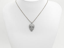 Load image into Gallery viewer, Rhodium CZ Micro Pave Skull Head Pendant, Antique Silver Tone, Cubic Zirconia Pave Skull Pendant,18x31mm,sku#X126