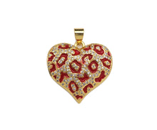 Load image into Gallery viewer, Red Black White Enamel Heart Shape Pendant with Gold Finish, Enamel Heart, Colorful Enamel Heart, 23x22mm, Sku#LK163