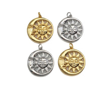 Load image into Gallery viewer, CZ Micro Pave Sunflower SUN Cresent Moon Pendant/Charm,Sku#L402