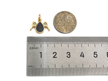 Load image into Gallery viewer, Enamel Teardrop With Angel Wing Shape Cubic Zirconia Charm, Necklace Bracelet Eearring Charm in Gold/Silver,14x11mm,sku#L325