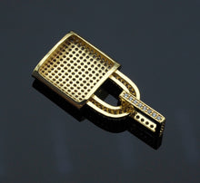 Load image into Gallery viewer, CZ Micro Pave Lock Shape Pendant, Dainty Gold Silver Lock Charm, Necklace Bracelet Charm Pendant,16x25mm,Sku#F1255