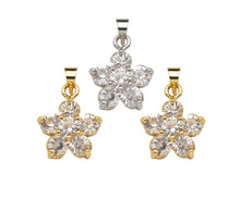 Load image into Gallery viewer, CZ Micro Pave Flower Shape Pendant,Cubic ZirconiaGold/silver Charm, Necklace Bracelet Charm Pendant, 14x18mm, Sku#F1396