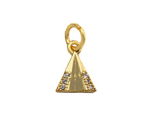 Load image into Gallery viewer, CZ Micro Pave Dainty Gold Triangle Charms, Dainty Pyramid Charms,  Sku#F1343C
