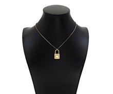 Load image into Gallery viewer, CZ Micro Pave Heart On Lock Shape Pendant/Charm,18K Gold Fil