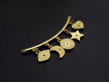 Load image into Gallery viewer, CZ Micro Pave Enamel Curved Bar with Dangle Heart Star Moon Pendant/Charm,SKU#F1133C