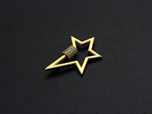 Load image into Gallery viewer, Matte Gold Clear CZ Micro pave Star Shape Clasp, CZ Pave Clasp, Matte Light Gold Carabiner Clasp, 21x32mm, sku#H201