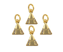 Load image into Gallery viewer, CZ Micro Pave Dainty Gold Triangle Charms, Dainty Pyramid Charms,  Sku#F1343C