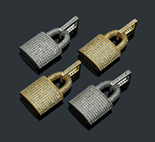 Load image into Gallery viewer, CZ Micro Pave Lock Shape Pendant, Dainty Gold Silver Lock Charm, Necklace Bracelet Charm Pendant,16x25mm,Sku#F1255
