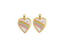 Load image into Gallery viewer, Enamel Colorful Rainbow Heart Shape Pendant,CZ Micro Pave Oil Drop pendant,Enamel pendant,Enamel Jewelry, 19x23mm,sku#F1070