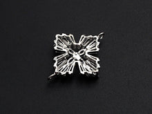 Load image into Gallery viewer, Gold Silver Baguette CZ Flower Connector Charm, Cubic Zirconia Pendant, Silver/Gold Tone, 23x31mm, Sku#FH62