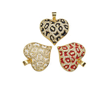 Load image into Gallery viewer, Red Black White Enamel Heart Shape Pendant with Gold Finish, Enamel Heart, Colorful Enamel Heart, 23x22mm, Sku#LK163