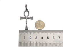 Load image into Gallery viewer, CZ Micro Pave Ankh Cross Shape Pendant, Cubic Zirconia Pave Pendant, Fashion Jewelry Findings, 23x36mm, sku#F1260