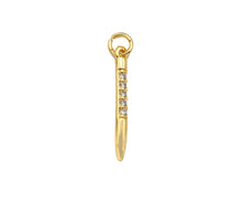 Load image into Gallery viewer, CZ Micro Pave Needle Shape Pendant, 18K Gold Charm, Necklace Bracelet Charm Pendant,2x18mm,Sku#FH161