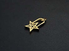 Load image into Gallery viewer, CZ Micro Pave Five Star Lock Pendant Charm, Cubic Zirconia Star Pendant, Gold Tone pendant, 11x16mm, sku#F1104