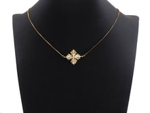 Load image into Gallery viewer, Gold Silver Baguette CZ Flower Connector Charm, Cubic Zirconia Pendant, Silver/Gold Tone, 23x31mm, Sku#FH62