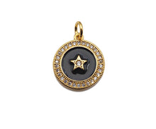 Load image into Gallery viewer, Enamel Colorful Five Star On Coin Pendant,CZ Micro Pave pendant,Enamel pendant,Enamel Jewelry, 14x16mm,sku#F1261