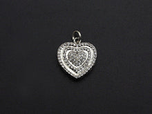 Load image into Gallery viewer, CZ Micro Pave Circled Heart Shaped Pendant/Charm, Heart Cubic Zirconia Pendant Charm, 15x22mm,sku#FH21