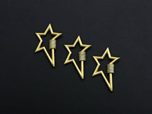 Load image into Gallery viewer, Matte Gold Clear CZ Micro pave Star Shape Clasp, CZ Pave Clasp, Matte Light Gold Carabiner Clasp, 21x32mm, sku#H201