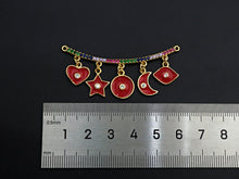 Load image into Gallery viewer, CZ Micro Pave Enamel Curved Bar with Dangle Heart Star Moon Pendant/Charm,SKU#F1133C
